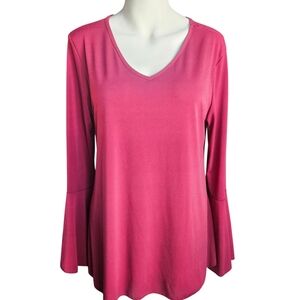 IMAN Womens Burgandy‎ V-neck Blouse Large Holiday Christmas Party